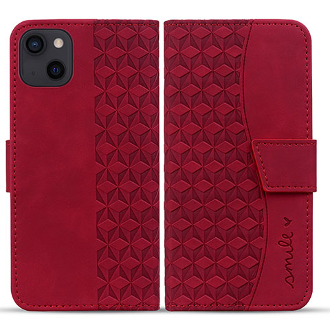 Funda de Cuero Cartera con Soporte Carcasa HF1 para Apple iPhone 14 Plus Rojo