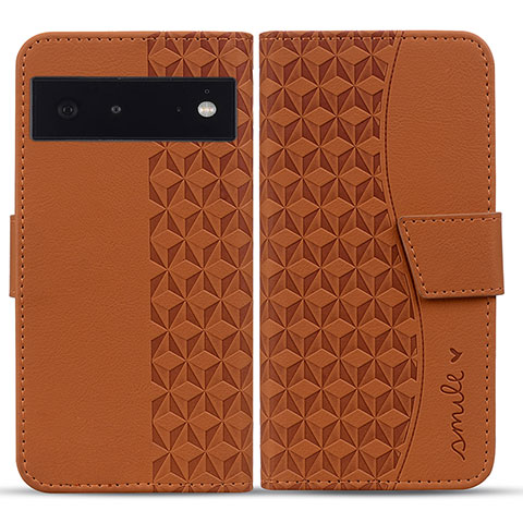 Funda de Cuero Cartera con Soporte Carcasa HF1 para Google Pixel 6a 5G Marron