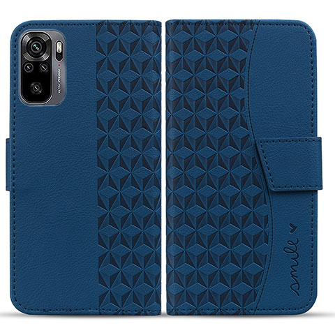 Funda de Cuero Cartera con Soporte Carcasa HF1 para Xiaomi Redmi Note 10 4G Azul