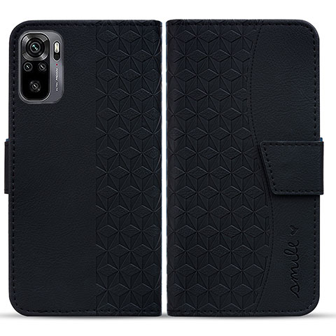 Funda de Cuero Cartera con Soporte Carcasa HF1 para Xiaomi Redmi Note 10 4G Negro