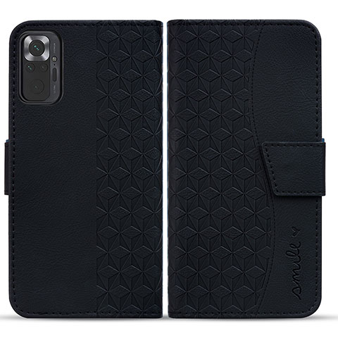 Funda de Cuero Cartera con Soporte Carcasa HF1 para Xiaomi Redmi Note 10 Pro 4G Negro