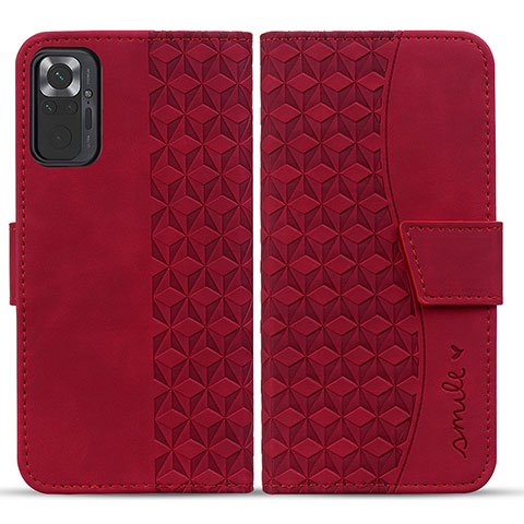 Funda de Cuero Cartera con Soporte Carcasa HF1 para Xiaomi Redmi Note 10 Pro 4G Rojo