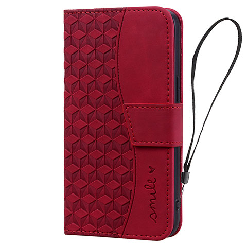 Funda de Cuero Cartera con Soporte Carcasa HF2 para Apple iPhone 15 Pro Max Rojo