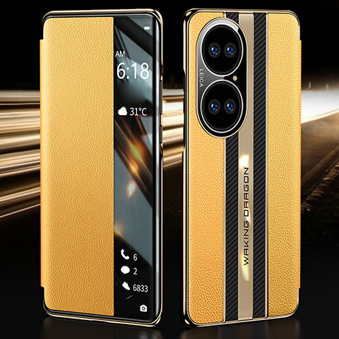 Funda de Cuero Cartera con Soporte Carcasa JB1 para Huawei P50e Amarillo