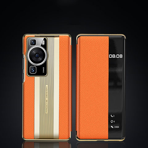 Funda de Cuero Cartera con Soporte Carcasa JB2 para Huawei P60 Naranja