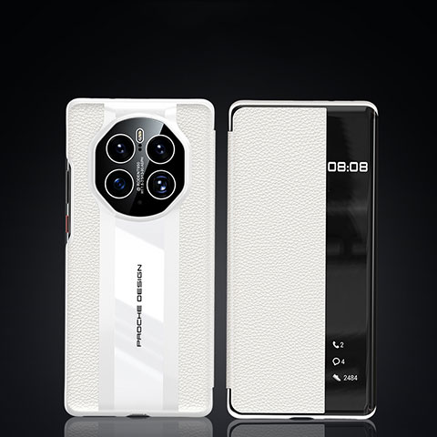 Funda de Cuero Cartera con Soporte Carcasa JB3 para Huawei Mate 50 Pro Blanco