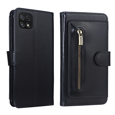 Funda de Cuero Cartera con Soporte Carcasa JDK para Samsung Galaxy A22 5G Negro