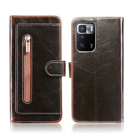 Funda de Cuero Cartera con Soporte Carcasa JDK para Xiaomi Redmi Note 10 Pro 5G Marron