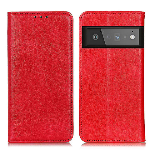 Funda de Cuero Cartera con Soporte Carcasa K01Z para Google Pixel 6 Pro 5G Rojo