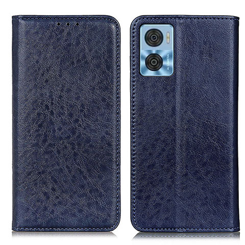 Funda de Cuero Cartera con Soporte Carcasa K01Z para Motorola Moto E22 Azul