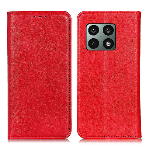 Funda de Cuero Cartera con Soporte Carcasa K01Z para OnePlus 10 Pro 5G Rojo