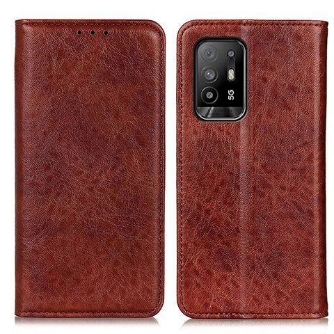 Funda de Cuero Cartera con Soporte Carcasa K01Z para Oppo A95 5G Marron