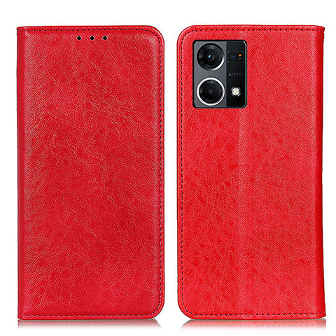 Funda de Cuero Cartera con Soporte Carcasa K01Z para Oppo F21 Pro 4G Rojo