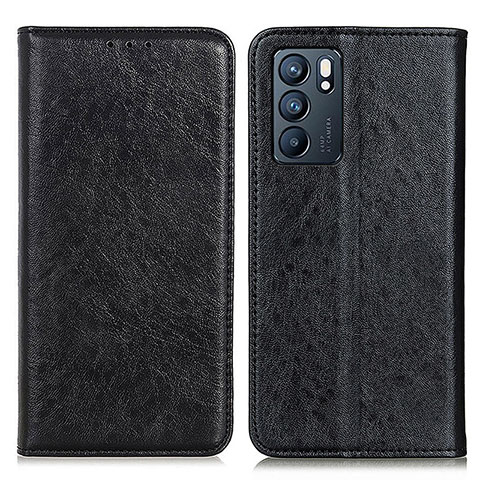 Funda de Cuero Cartera con Soporte Carcasa K01Z para Oppo Reno6 5G Negro