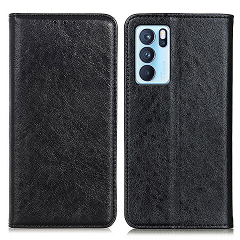 Funda de Cuero Cartera con Soporte Carcasa K01Z para Oppo Reno6 Pro 5G India Negro