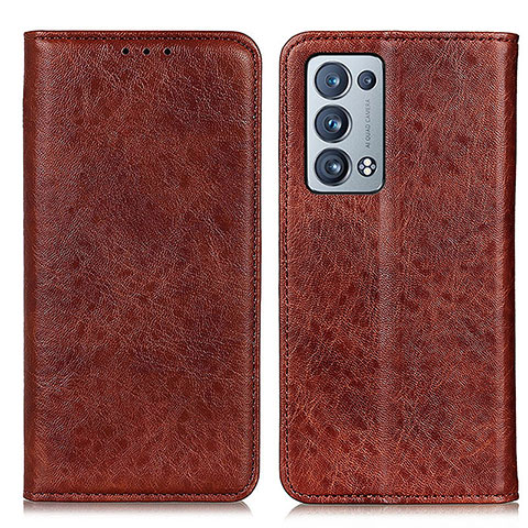 Funda de Cuero Cartera con Soporte Carcasa K01Z para Oppo Reno6 Pro+ Plus 5G Marron