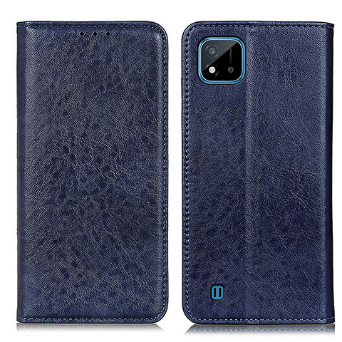 Funda de Cuero Cartera con Soporte Carcasa K01Z para Realme C11 (2021) Azul