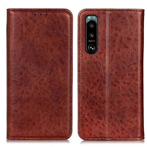 Funda de Cuero Cartera con Soporte Carcasa K01Z para Sony Xperia 5 III SO-53B Marron