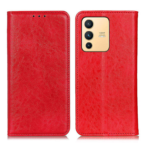 Funda de Cuero Cartera con Soporte Carcasa K01Z para Vivo V23 5G Rojo