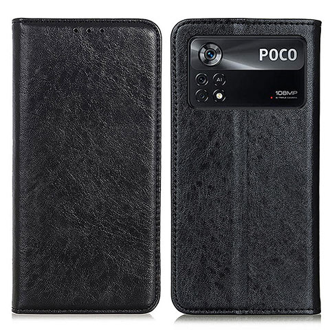 Funda de Cuero Cartera con Soporte Carcasa K01Z para Xiaomi Poco X4 Pro 5G Negro