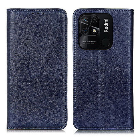 Funda de Cuero Cartera con Soporte Carcasa K01Z para Xiaomi Redmi 10 India Azul