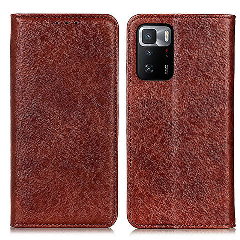 Funda de Cuero Cartera con Soporte Carcasa K01Z para Xiaomi Redmi Note 10 Pro 5G Marron