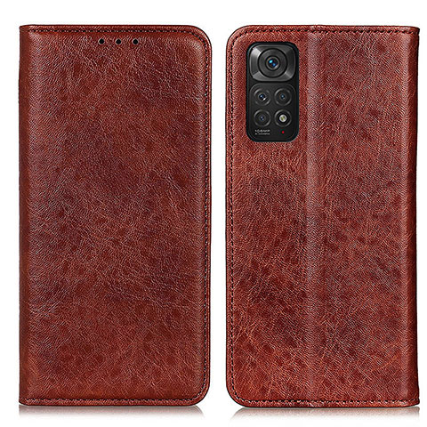 Funda de Cuero Cartera con Soporte Carcasa K01Z para Xiaomi Redmi Note 11S 4G Marron