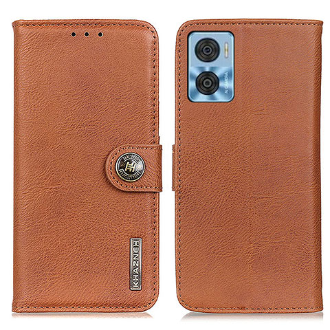 Funda de Cuero Cartera con Soporte Carcasa K02Z para Motorola Moto E22 Marron