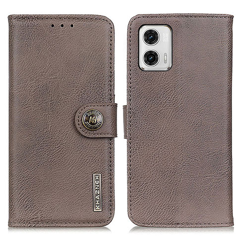 Funda de Cuero Cartera con Soporte Carcasa K02Z para Motorola Moto G73 5G Gris