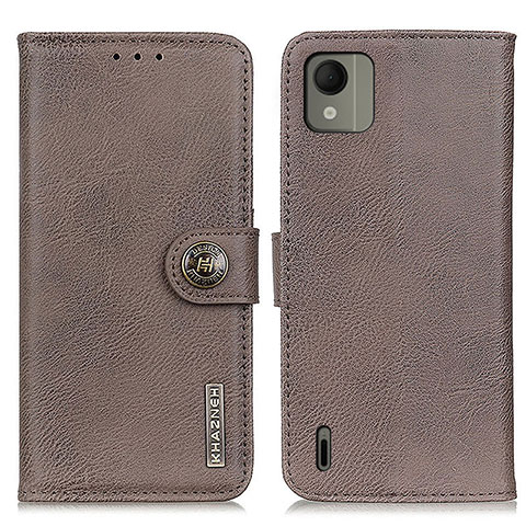 Funda de Cuero Cartera con Soporte Carcasa K02Z para Nokia C110 Gris