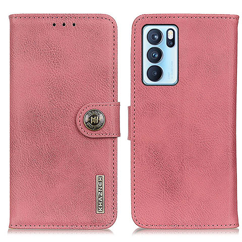 Funda de Cuero Cartera con Soporte Carcasa K02Z para Oppo Reno6 Pro 5G India Rosa