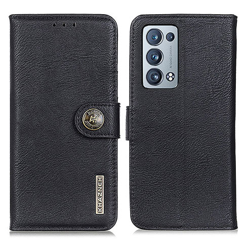 Funda de Cuero Cartera con Soporte Carcasa K02Z para Oppo Reno6 Pro+ Plus 5G Negro