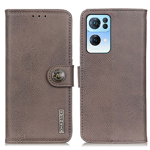 Funda de Cuero Cartera con Soporte Carcasa K02Z para Oppo Reno7 Pro 5G Gris