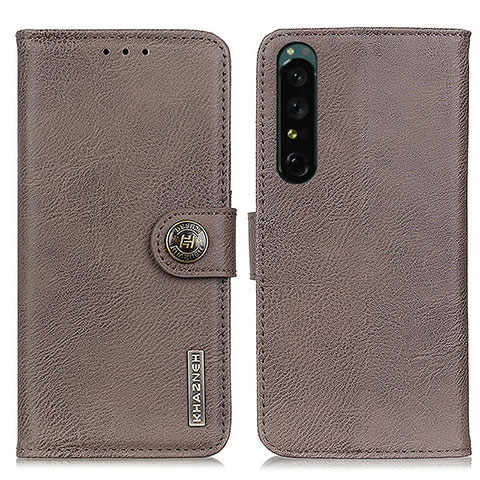 Funda de Cuero Cartera con Soporte Carcasa K02Z para Sony Xperia 1 IV Gris