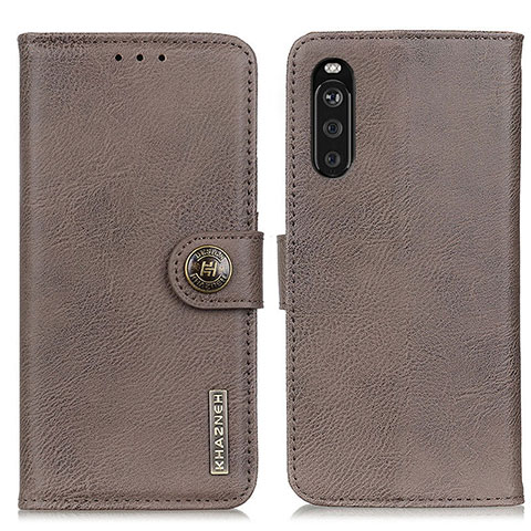 Funda de Cuero Cartera con Soporte Carcasa K02Z para Sony Xperia 10 III Lite Gris