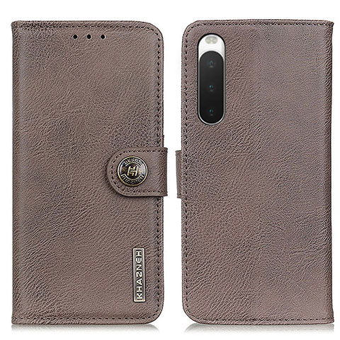 Funda de Cuero Cartera con Soporte Carcasa K02Z para Sony Xperia 10 IV Gris