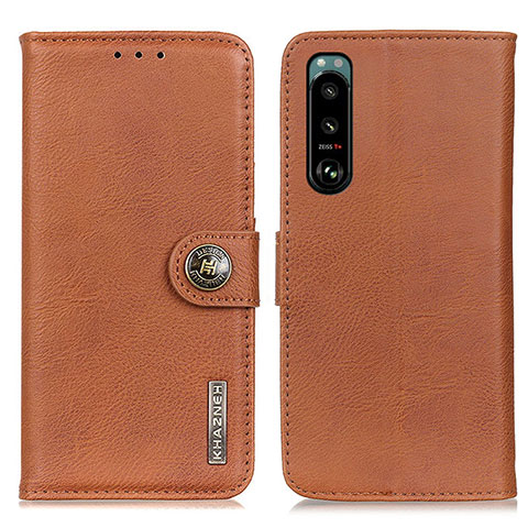 Funda de Cuero Cartera con Soporte Carcasa K02Z para Sony Xperia 5 III Marron