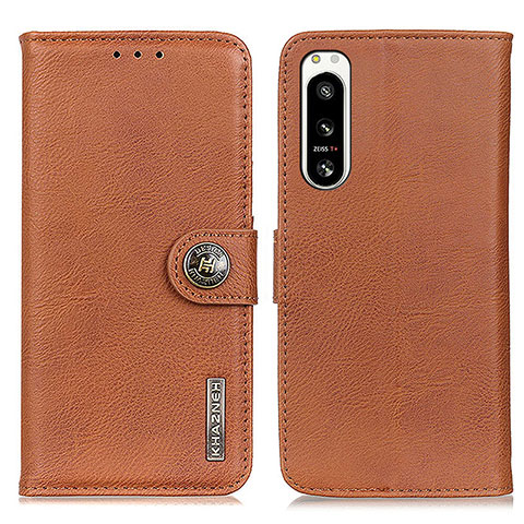 Funda de Cuero Cartera con Soporte Carcasa K02Z para Sony Xperia 5 IV Marron