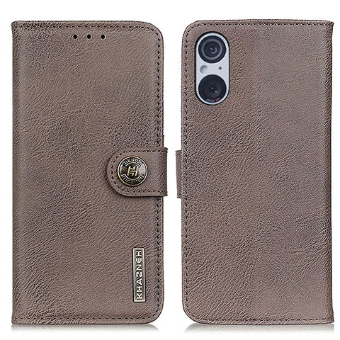 Funda de Cuero Cartera con Soporte Carcasa K02Z para Sony Xperia 5 V Gris