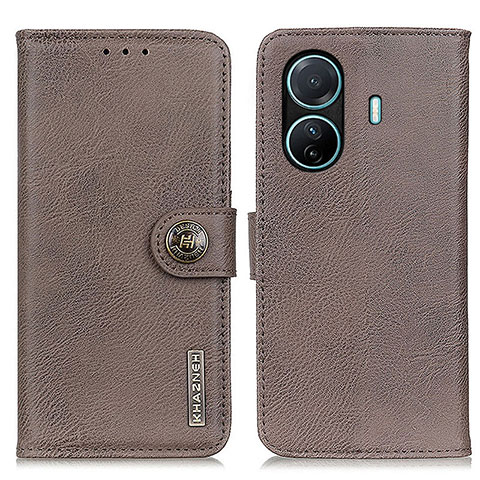 Funda de Cuero Cartera con Soporte Carcasa K02Z para Vivo iQOO Z6 Pro 5G Gris