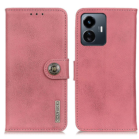 Funda de Cuero Cartera con Soporte Carcasa K02Z para Vivo Y77e 5G Rosa