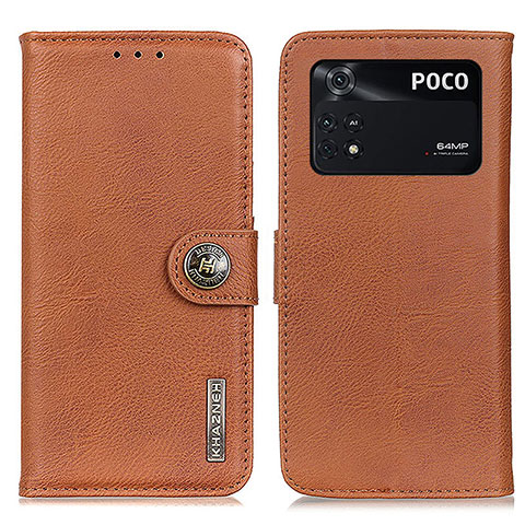 Funda de Cuero Cartera con Soporte Carcasa K02Z para Xiaomi Poco M4 Pro 4G Marron