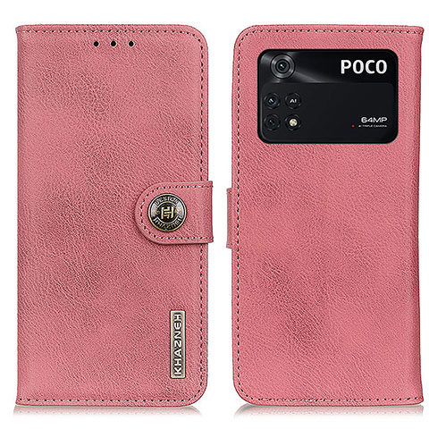 Funda de Cuero Cartera con Soporte Carcasa K02Z para Xiaomi Poco M4 Pro 4G Rosa