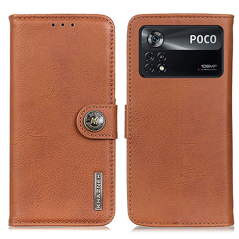 Funda de Cuero Cartera con Soporte Carcasa K02Z para Xiaomi Poco X4 Pro 5G Marron