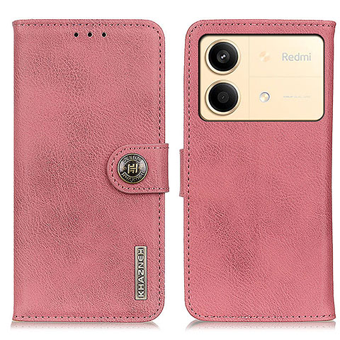 Funda de Cuero Cartera con Soporte Carcasa K02Z para Xiaomi Redmi Note 13R Pro 5G Rosa