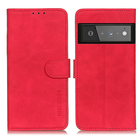 Funda de Cuero Cartera con Soporte Carcasa K03Z para Google Pixel 6 Pro 5G Rojo