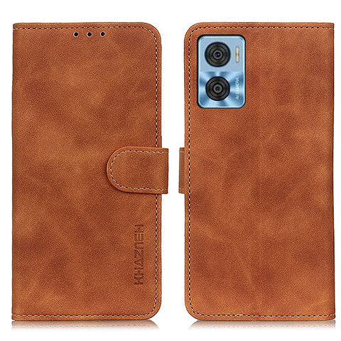 Funda de Cuero Cartera con Soporte Carcasa K03Z para Motorola Moto E22 Marron