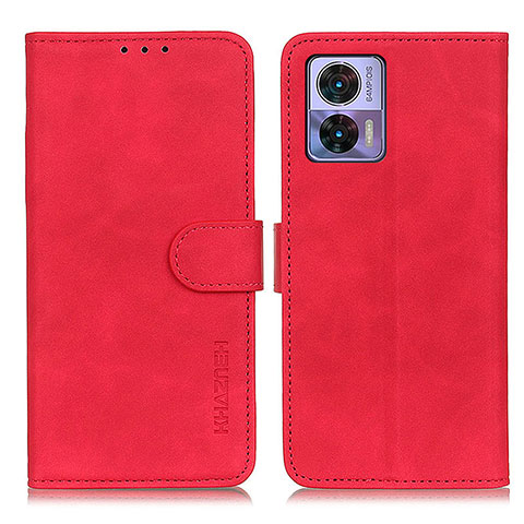 Funda de Cuero Cartera con Soporte Carcasa K03Z para Motorola Moto Edge 30 Neo 5G Rojo