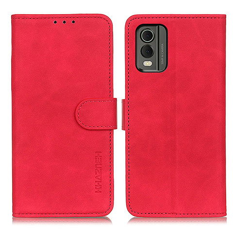 Funda de Cuero Cartera con Soporte Carcasa K03Z para Nokia C210 Rojo