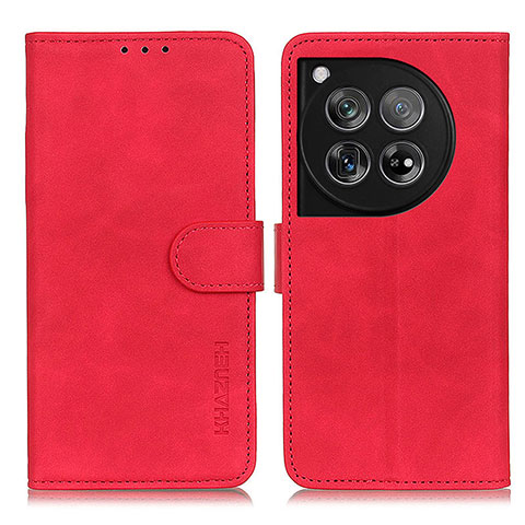 Funda de Cuero Cartera con Soporte Carcasa K03Z para OnePlus 12 5G Rojo